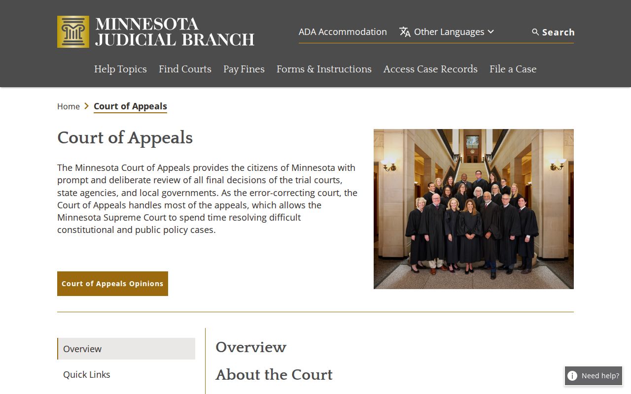 Cook County civil docket Minnesota Court of Appeals court records