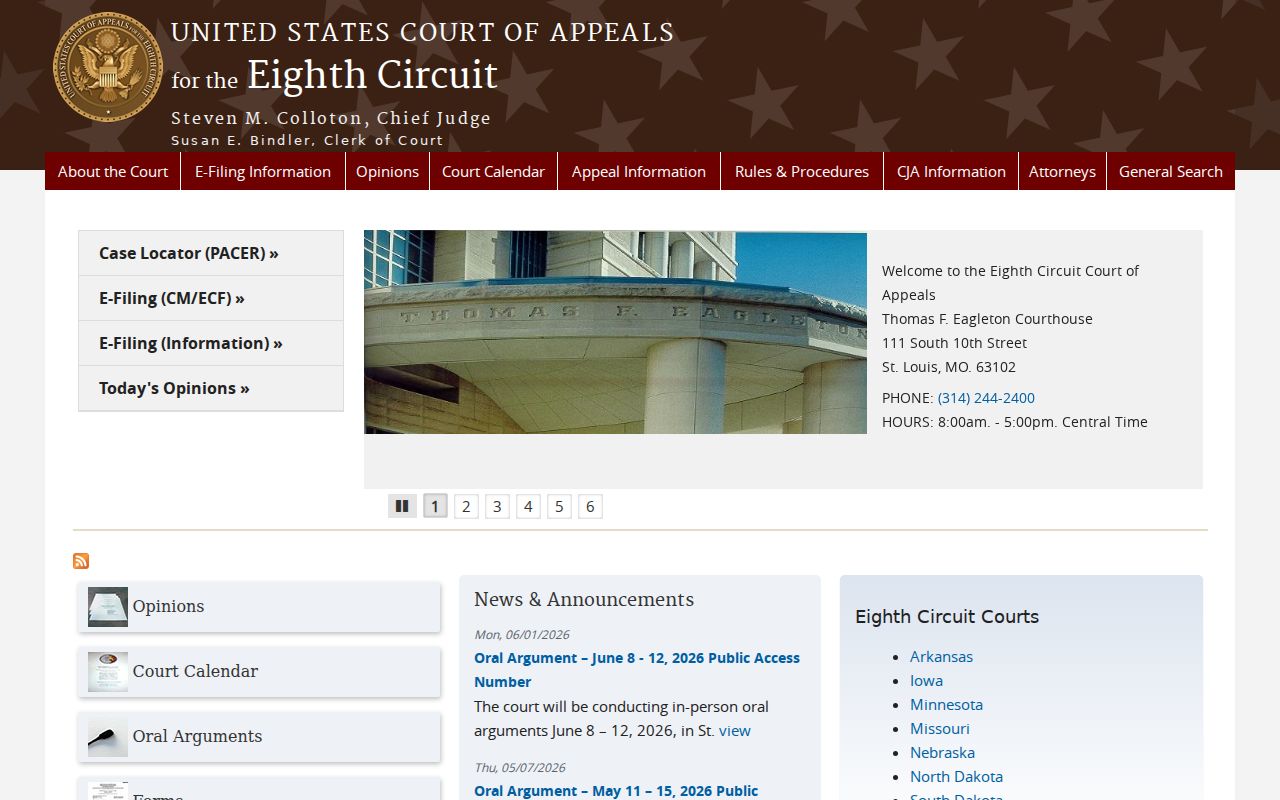 Cook County civil docket Eighth Circuit federal appellate court records distinction