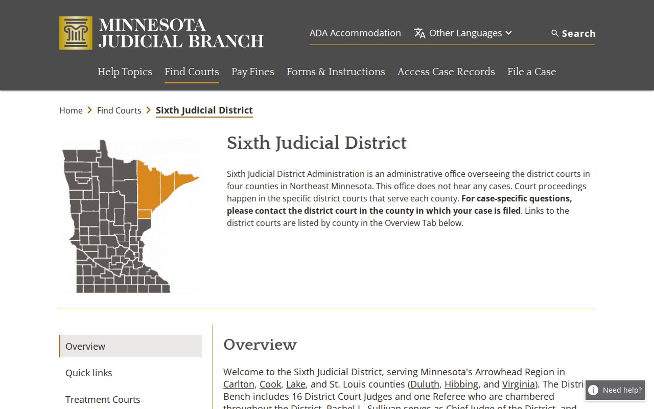 Cook County court calendar Sixth Judicial District information