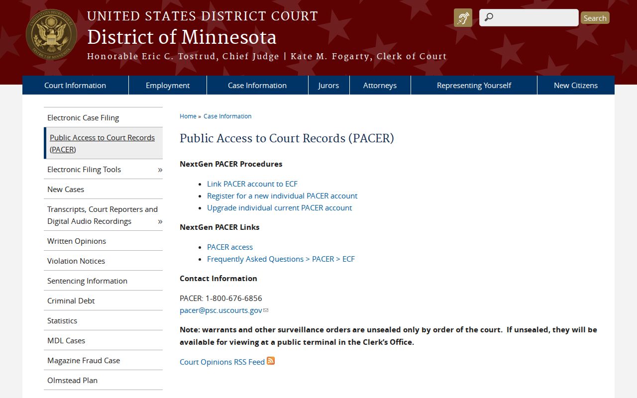Cook County court records federal PACER access notice