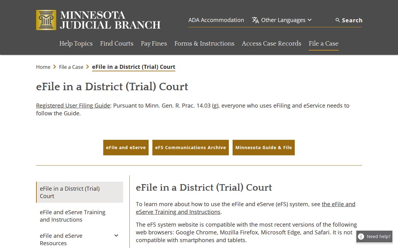Cook County court docket Minnesota eFile and eServe record access