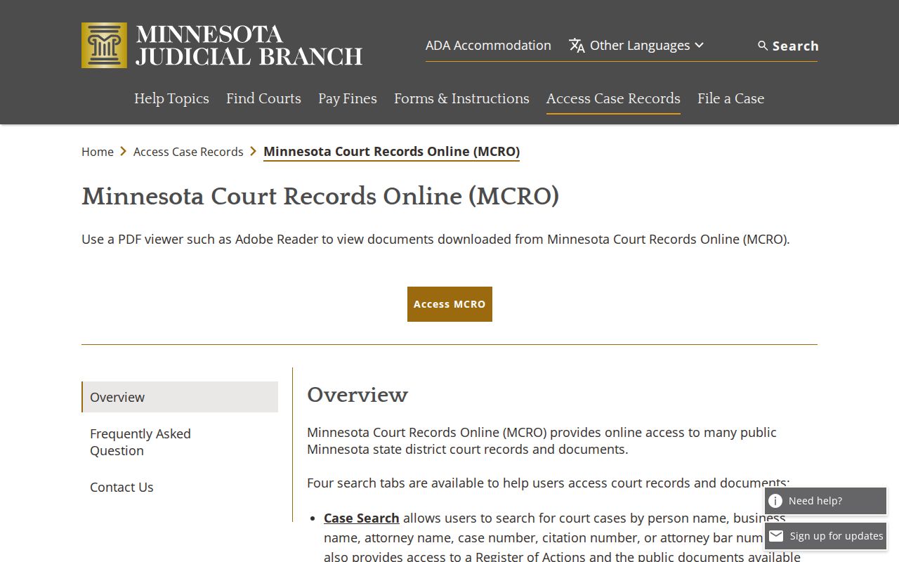 Cook County court docket MCRO public record search access