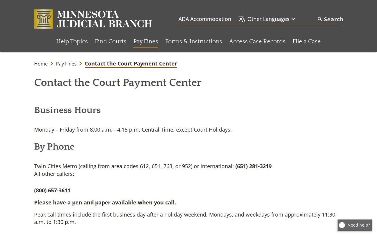 Cook County traffic ticket Court Payment Center contact information